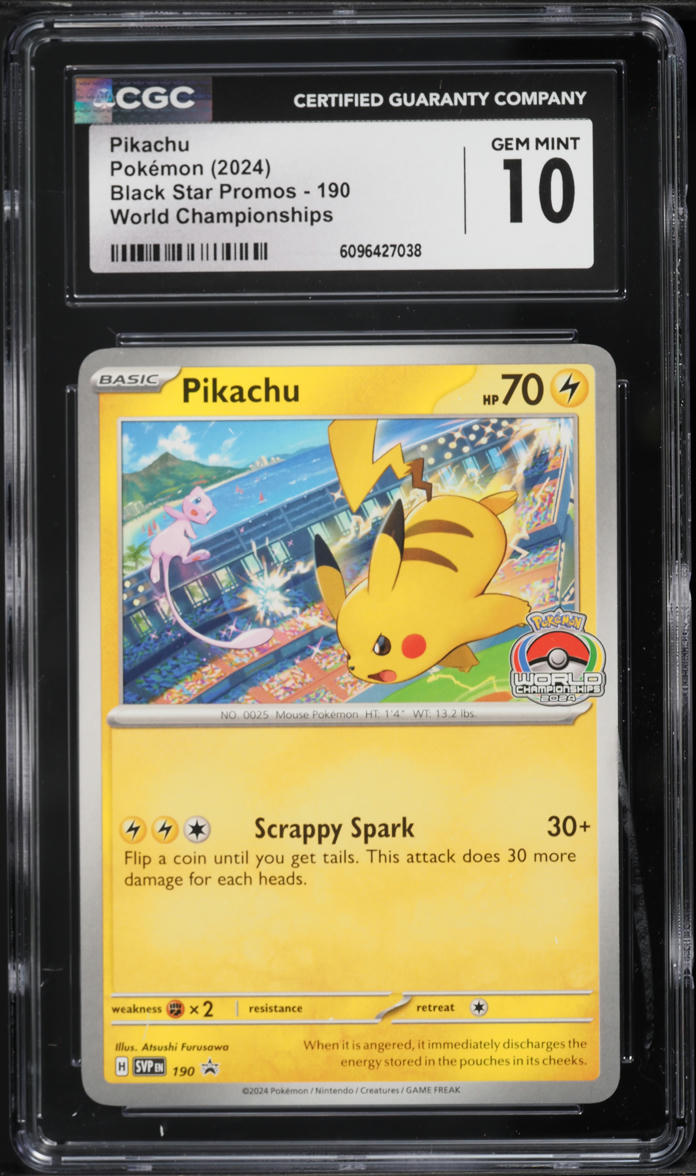 2024 Pokemon Scarlet & Violet Promo World Championships Pikachu #190 CGC 10 GEM MINT