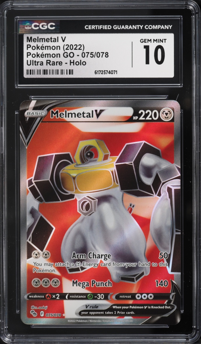 2022 Pokemon Sword & Shield GO Full Art Melmetal V #75 CGC 10 GEM MINT