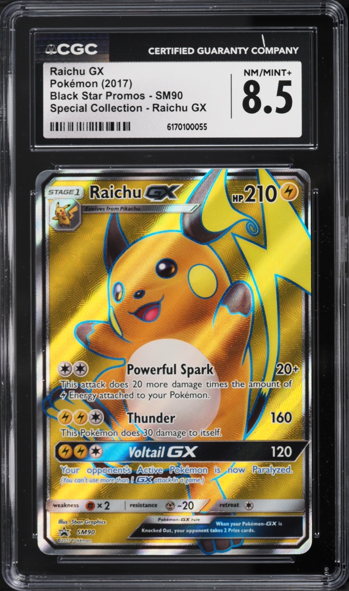 2017 Pokemon Sun & Moon Promo Special Collection Full Art Raichu GX #SM90 CGC 8.5 NM-MT+