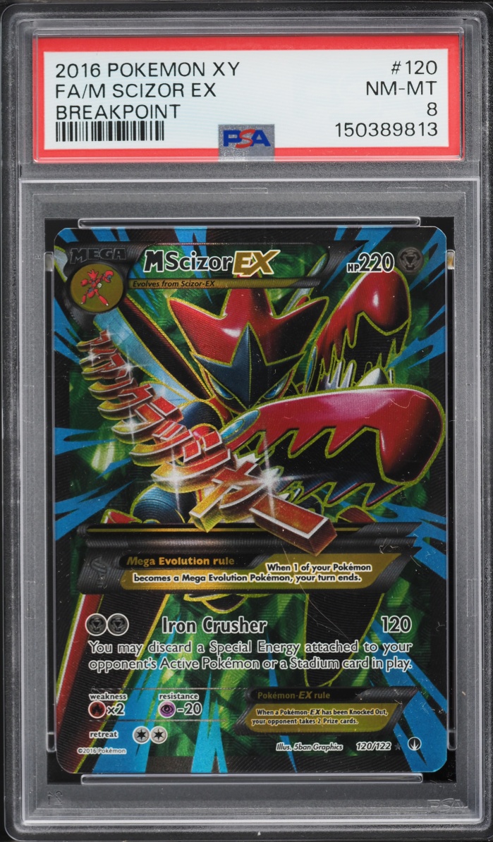 2016 Pokemon XY BREAKpoint Full Art M Scizor EX #120 PSA 8 NM-MT