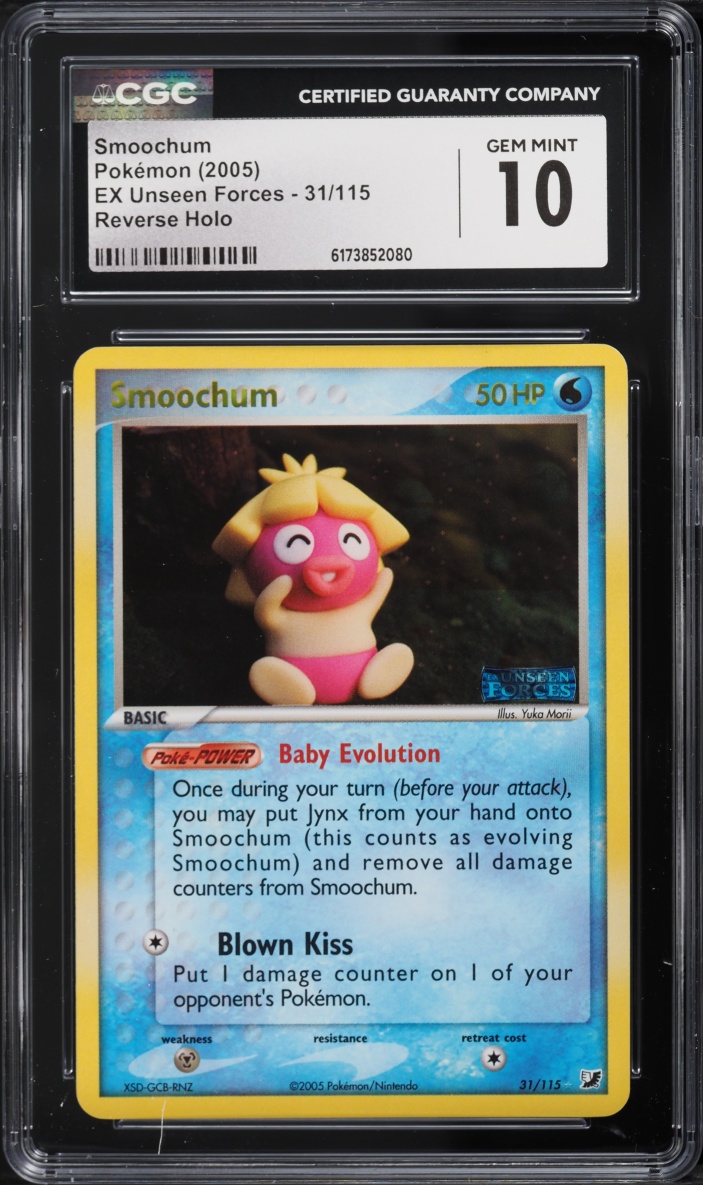 2005 Pokemon EX Unseen Forces Reverse Holo Smoochum #31 CGC 10 GEM MINT