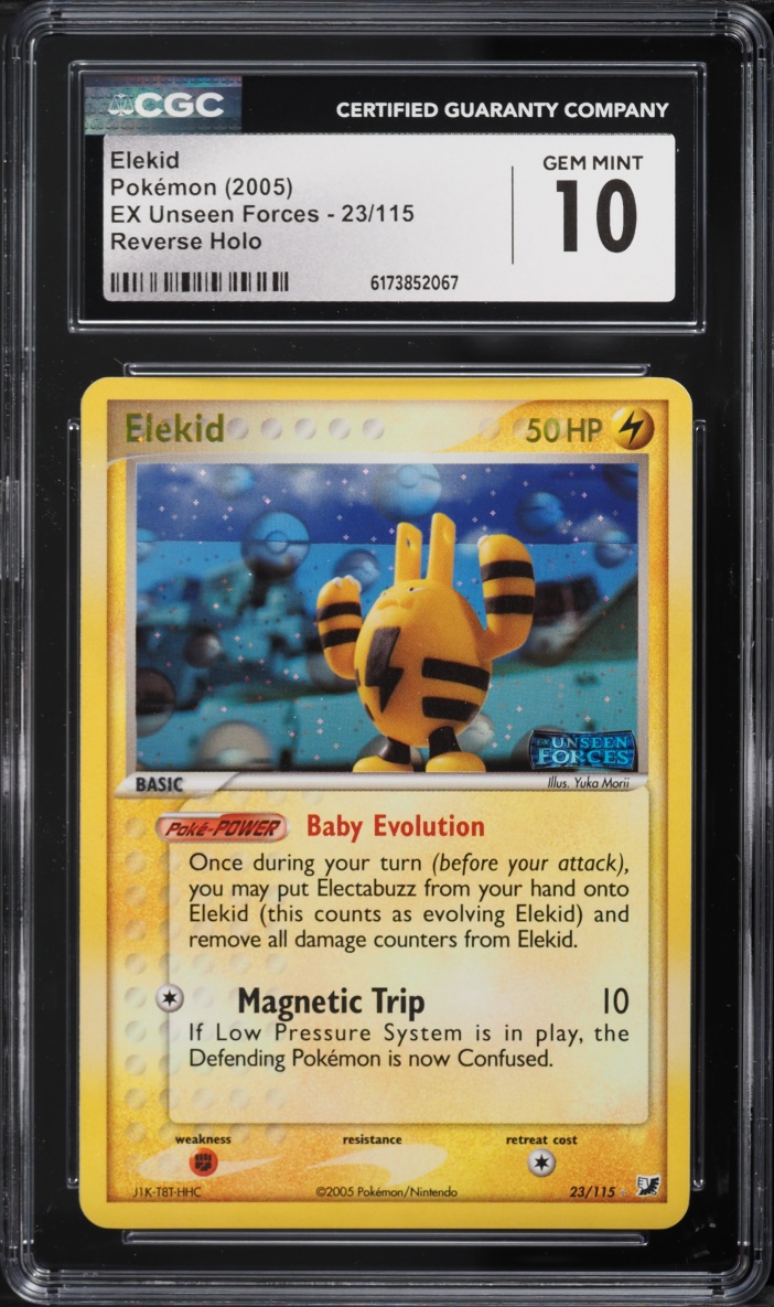2005 Pokemon EX Unseen Forces Reverse Holo Elekid #23 CGC 10 GEM MINT