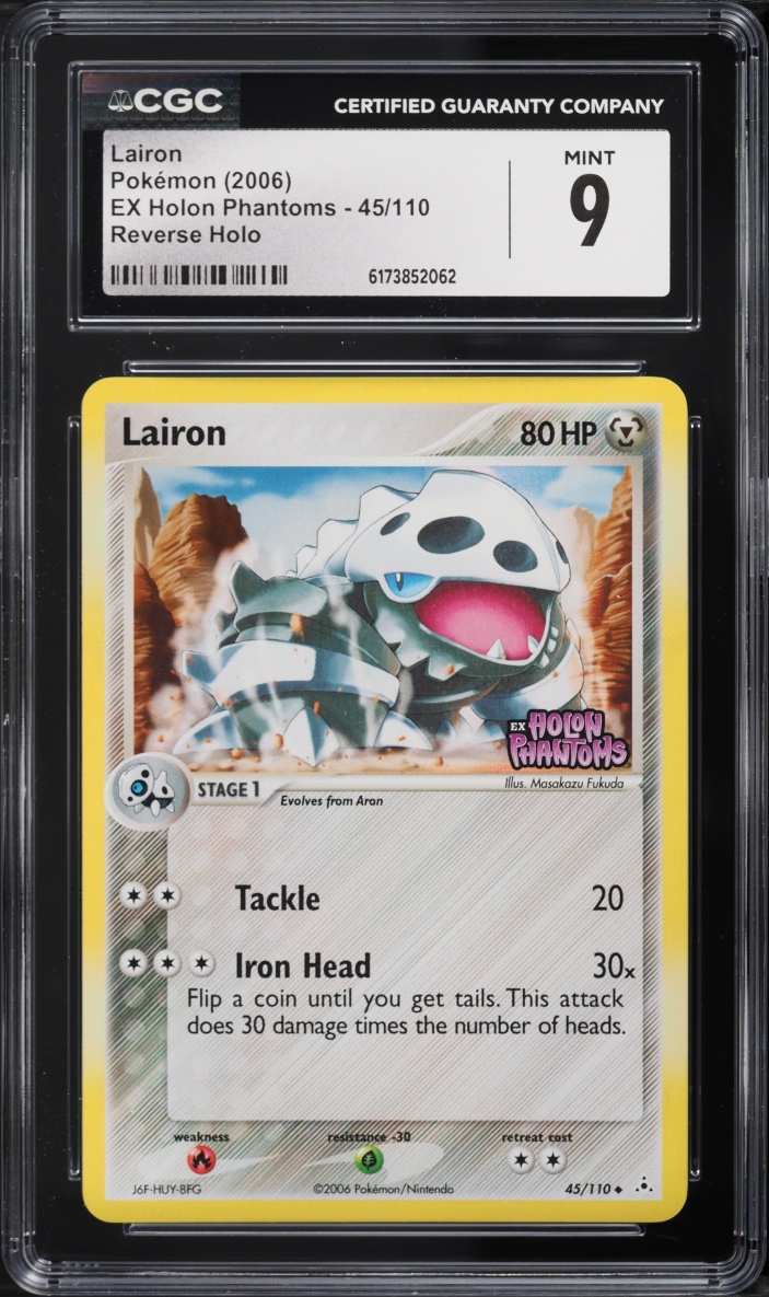 2006 Pokemon EX Holon Phantoms Reverse Holo Lairon #45 CGC 9 MINT