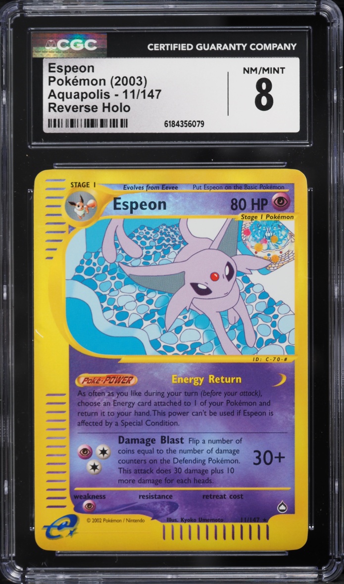 2003 Pokemon Aquapolis Reverse Holo Espeon #11 CGC 8 NM-MT