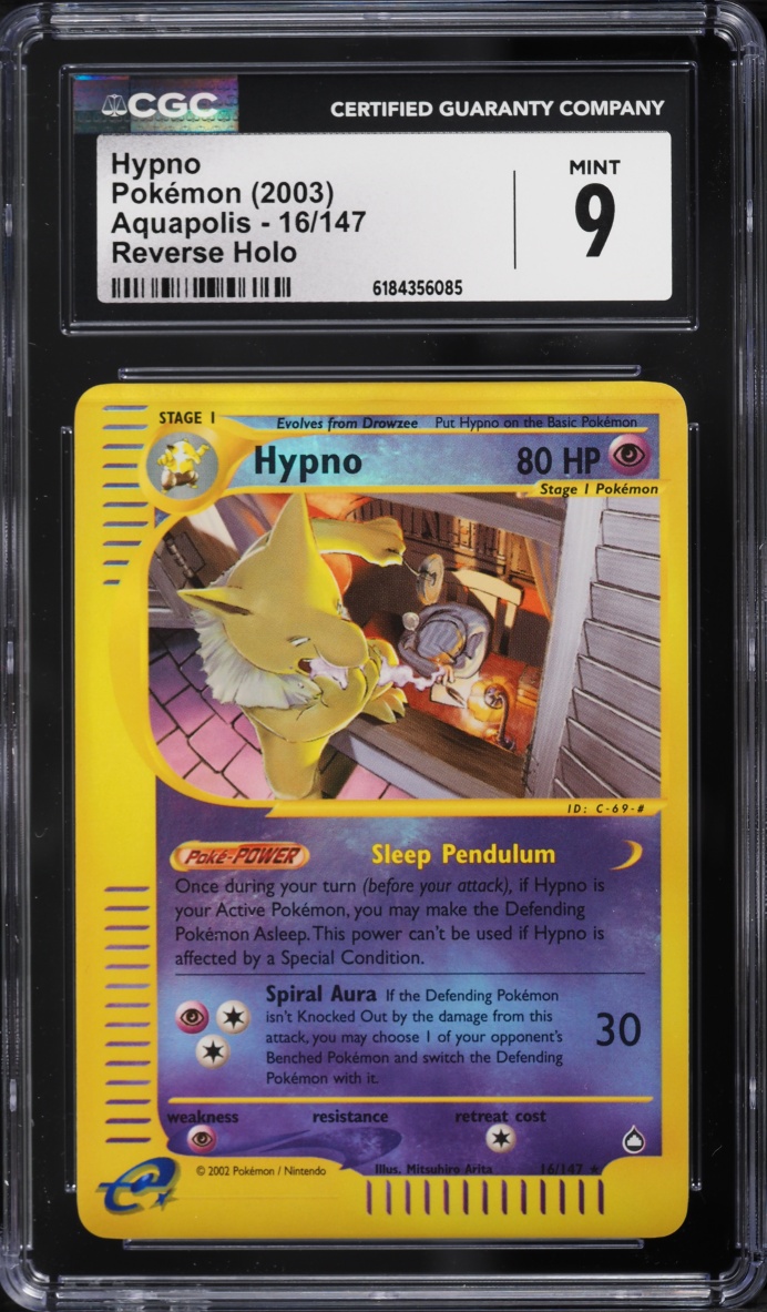 2003 Pokemon Aquapolis Reverse Holo Hypno #16 CGC 9 MINT
