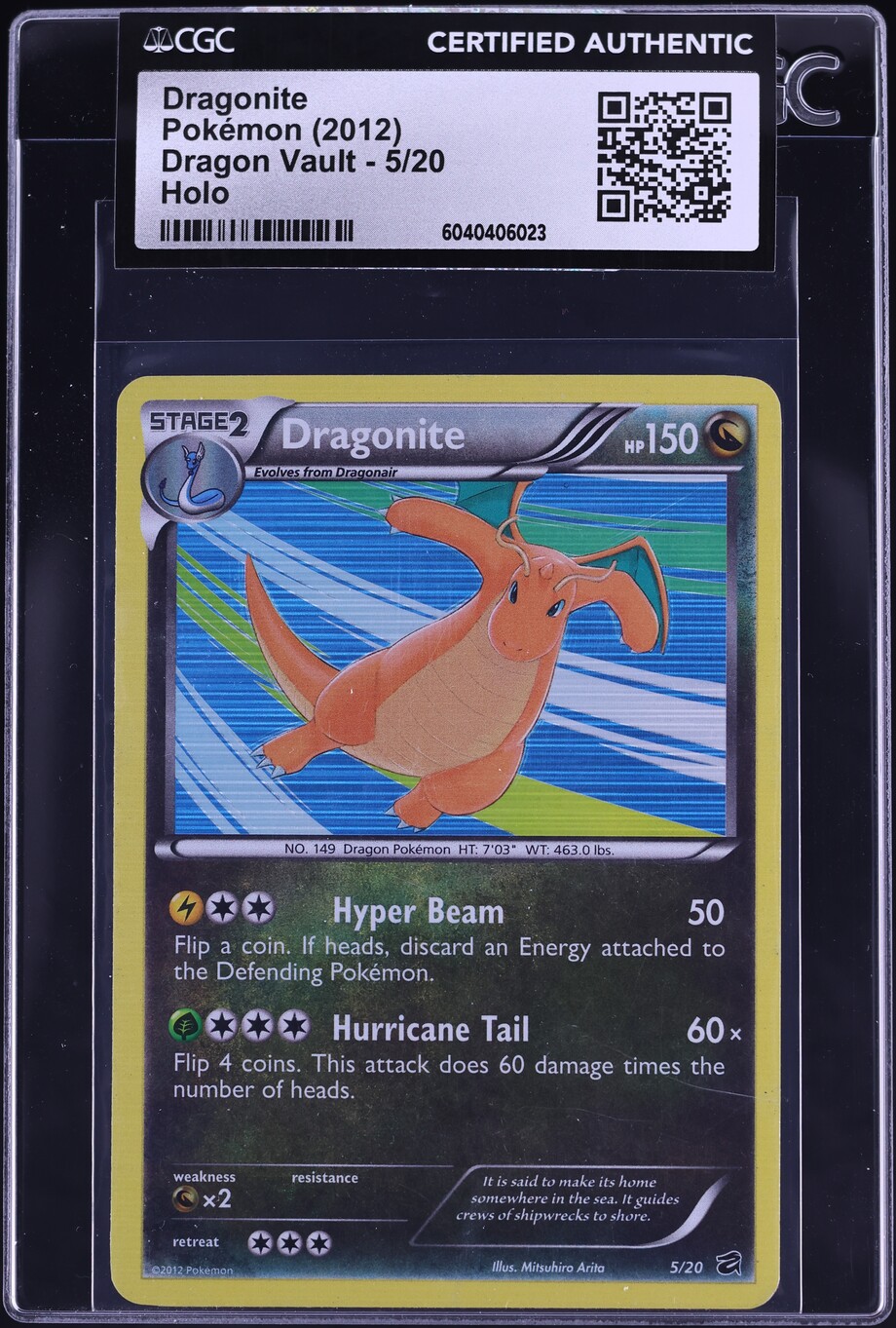 2012 Pokemon Black & White Dragon Vault Holo Dragonite #5 CGC AUTH