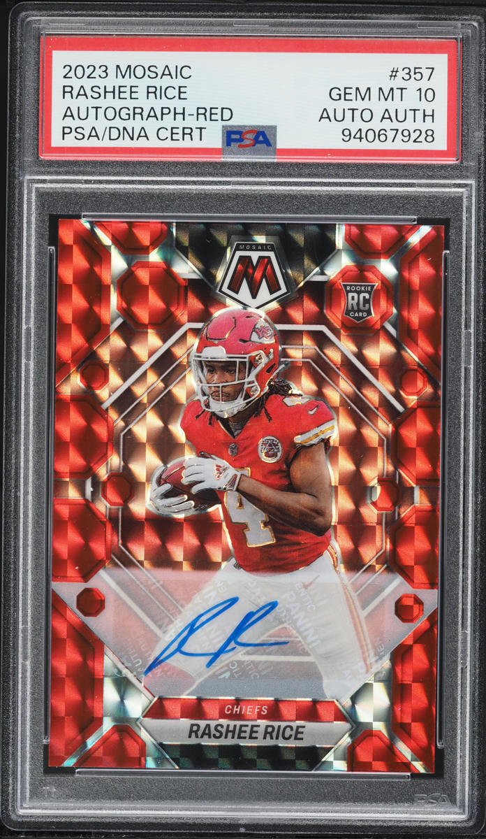 2023 Panini Mosaic Red Rashee Rice ROOKIE AUTO /199 #357 PSA 10 GEM MINT