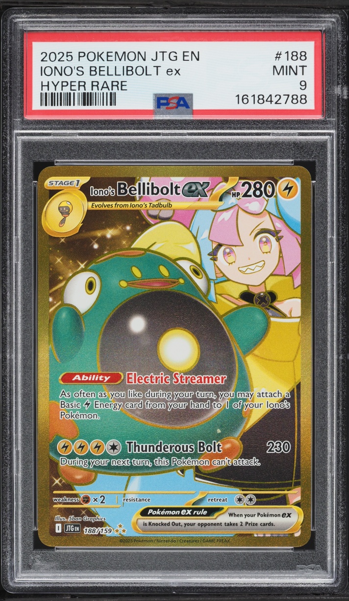 2025 Pokemon Scarlet & Violet Journey Together Gold Rare Iono's Bellibolt Ex #188 PSA 9 MINT