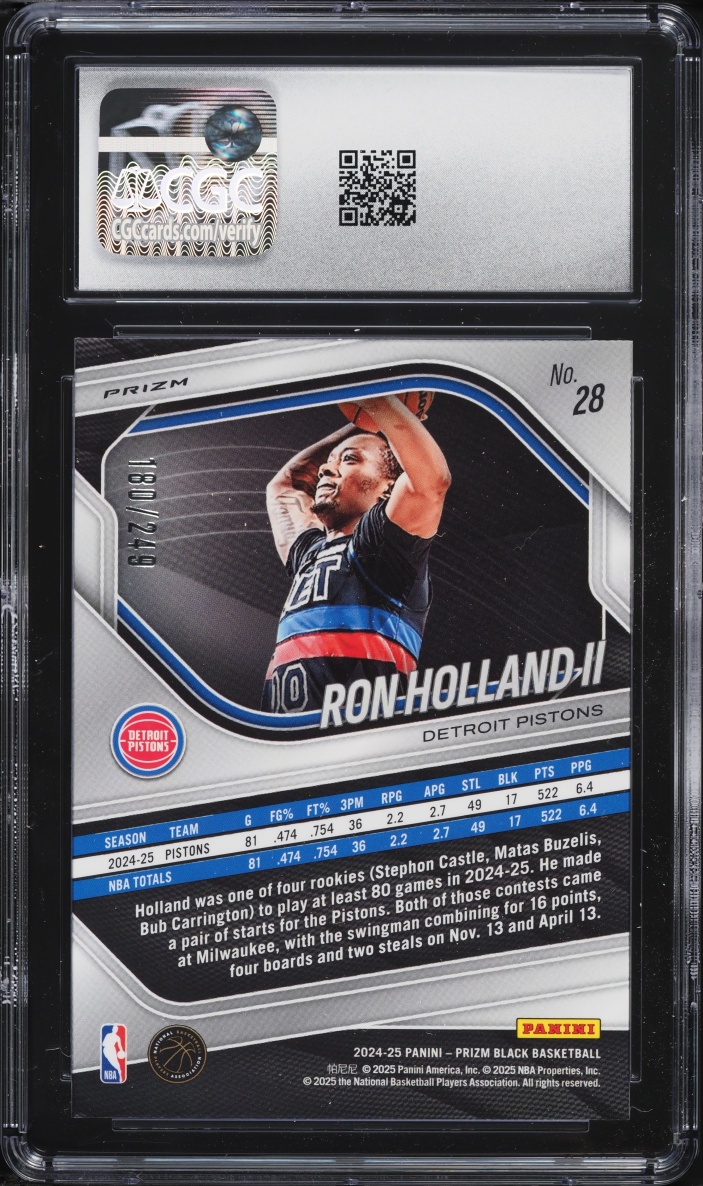 2024 Panini Prizm Black Skewed Ron Holland II ROOKIE /249 #28 CGC 10 GEM MINT
