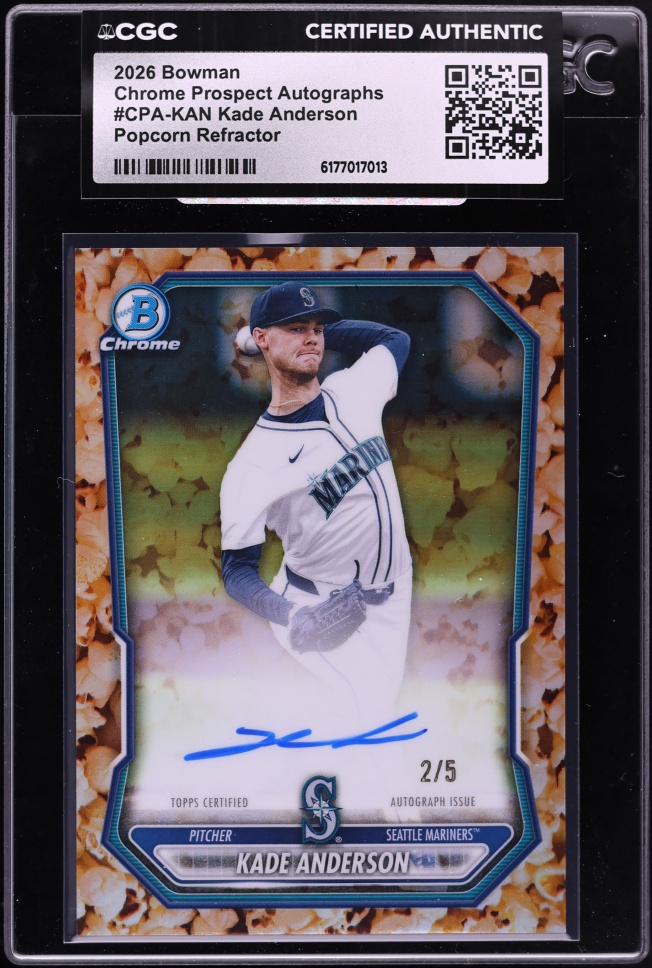 2026 Bowman Chrome Popcorn Refractor Kade Anderson PROSPECT AUTO /5 #CPA-KAN CGC AUTH