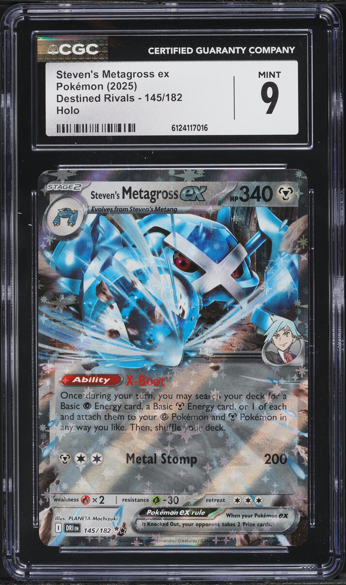 2025 Pokemon Scarlet & Violet Destined Rivals Holo Steven's Metagross ex #145 CGC 9 MINT