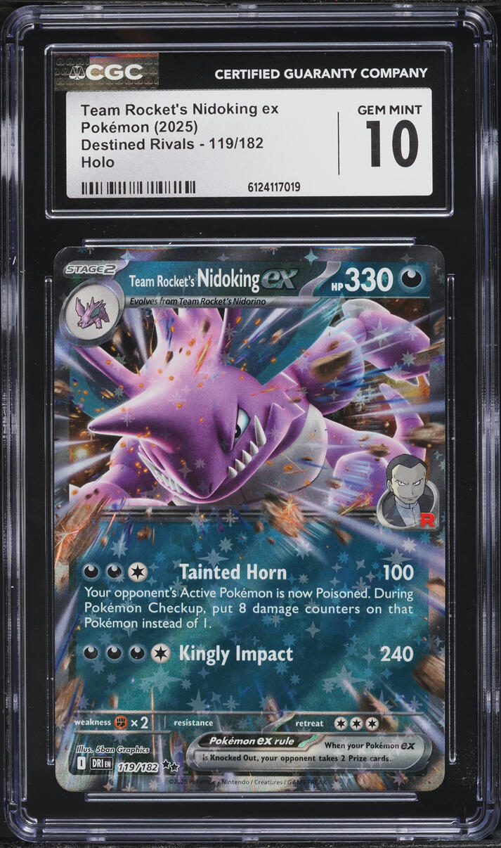 2025 Pokemon SV Destined Rivals Holo Team Rocket's Nidoking EX #119 CGC 10 GEM MINT