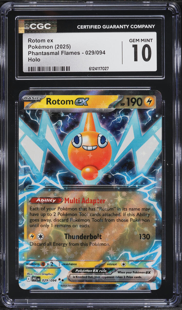 2025 Pokemon Mega Evolution Phantasmal Flames Holo Rotom ex #29 CGC 10 GEM MINT