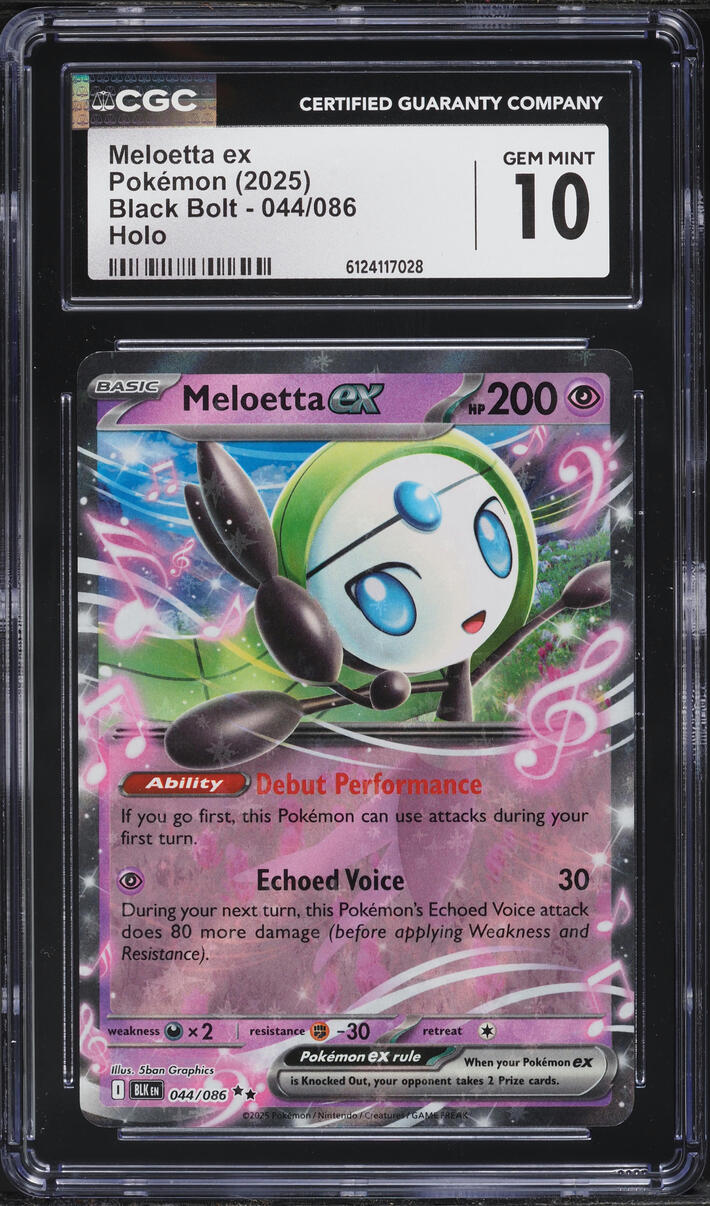 2025 Pokemon Scarlet & Violet Black Bolt Meloetta ex #44 CGC 10 GEM MINT