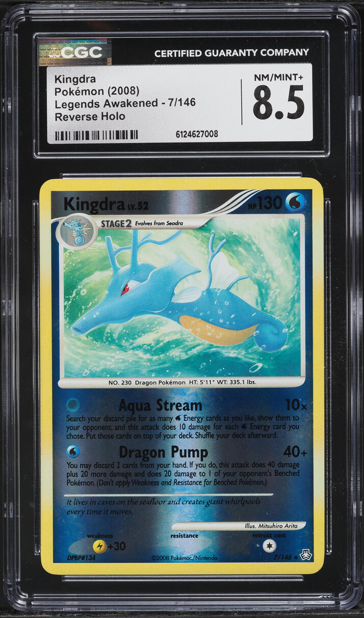 2008 Pokemon Diamond & Pearl Legends Awakened Reverse Holo Kingdra #7 CGC 8.5 NM-MT+