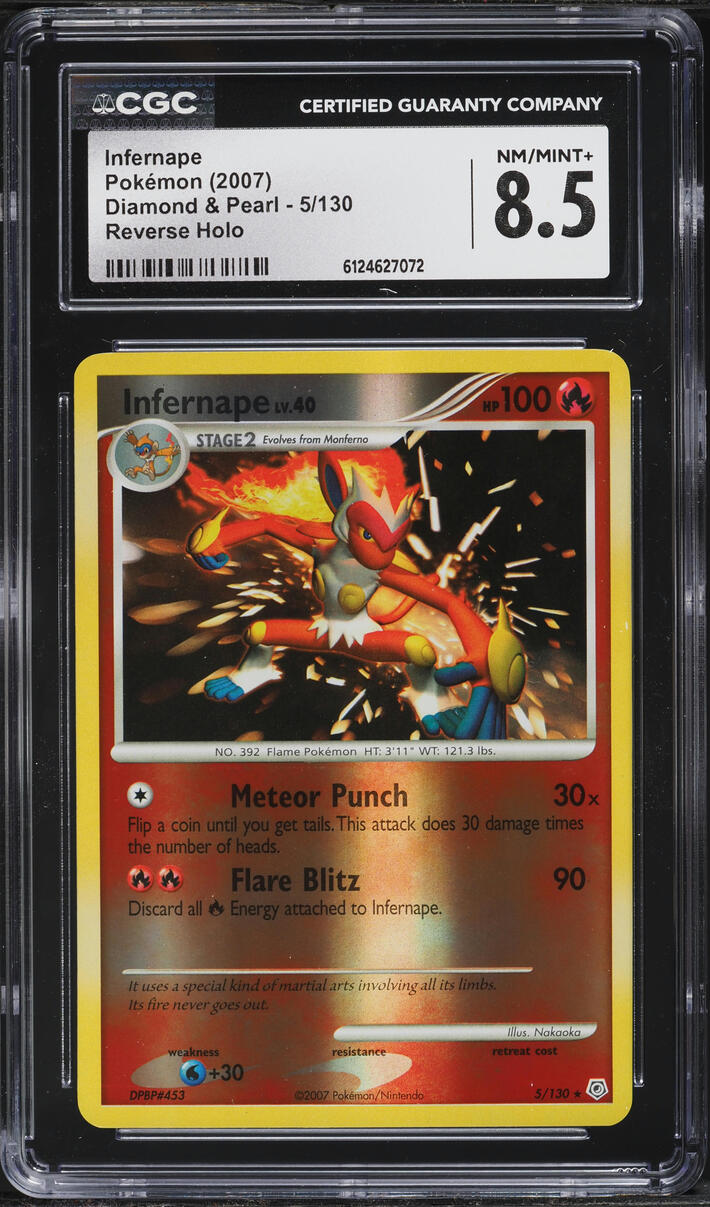2007 Pokemon Diamond & Pearl Reverse Holo Infernape #5 CGC 8.5 NM-MT+