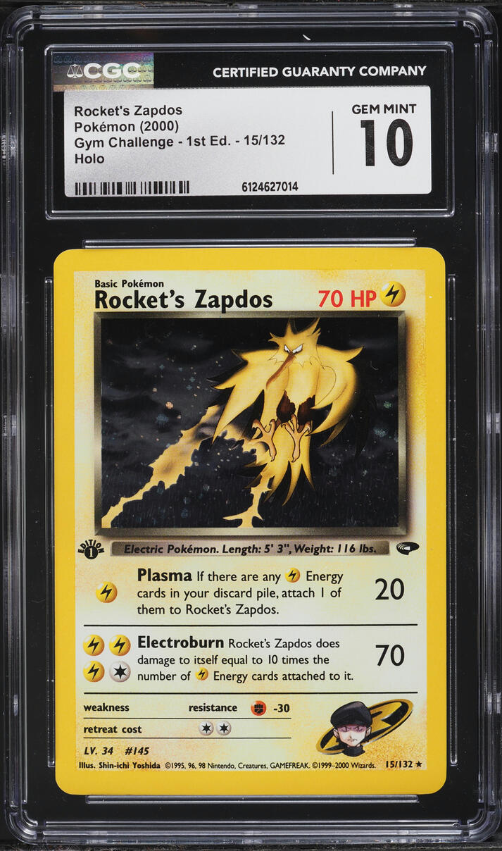 2000 Pokemon Gym Challenge 1st Edition Holo Rocket's Zapdos #15 CGC 10 GEM MINT