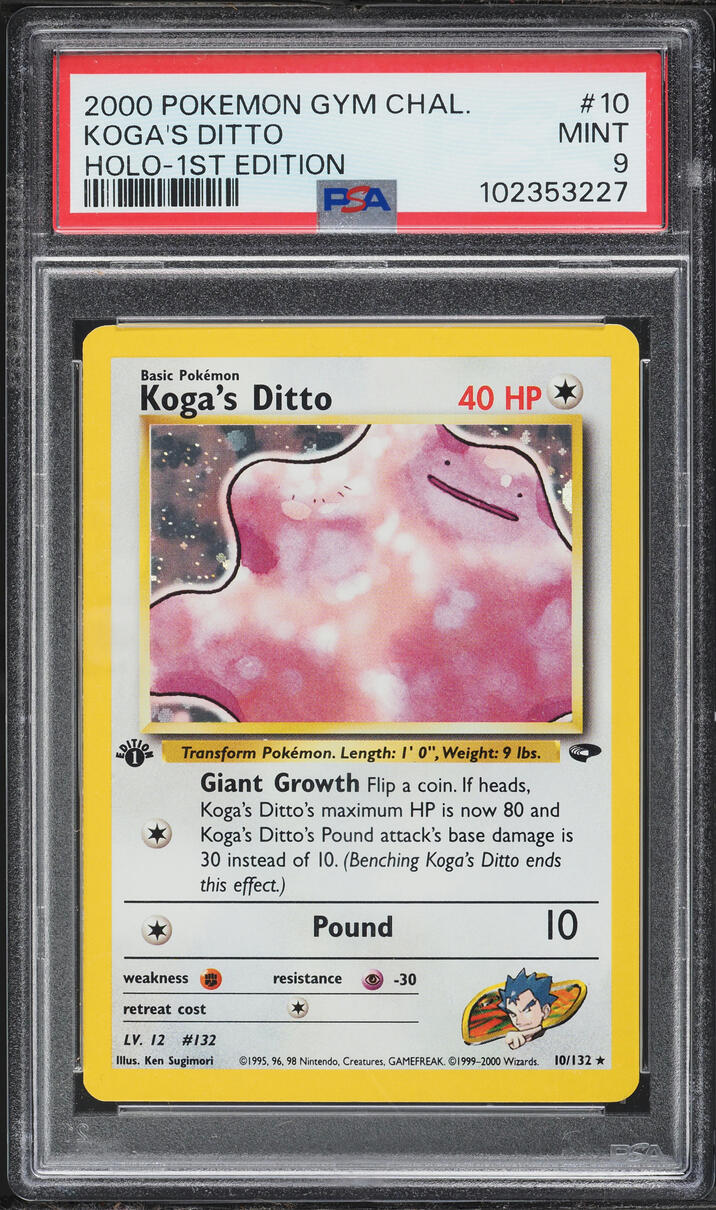 2000 Pokemon Gym Challenge 1st Edition Holo Koga's Ditto #10 PSA 9 MINT
