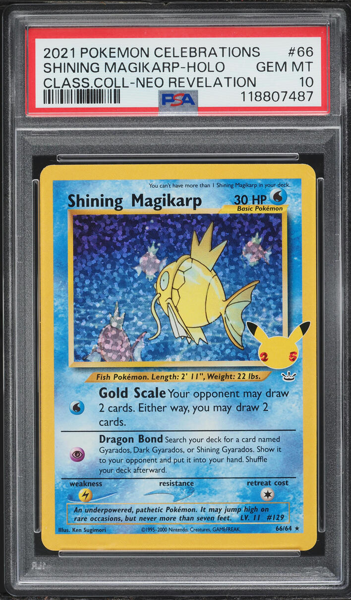 2021 Pokemon Sword & Shield Celebrations Classic Collection Holo Shining Magikarp #66 PSA 10