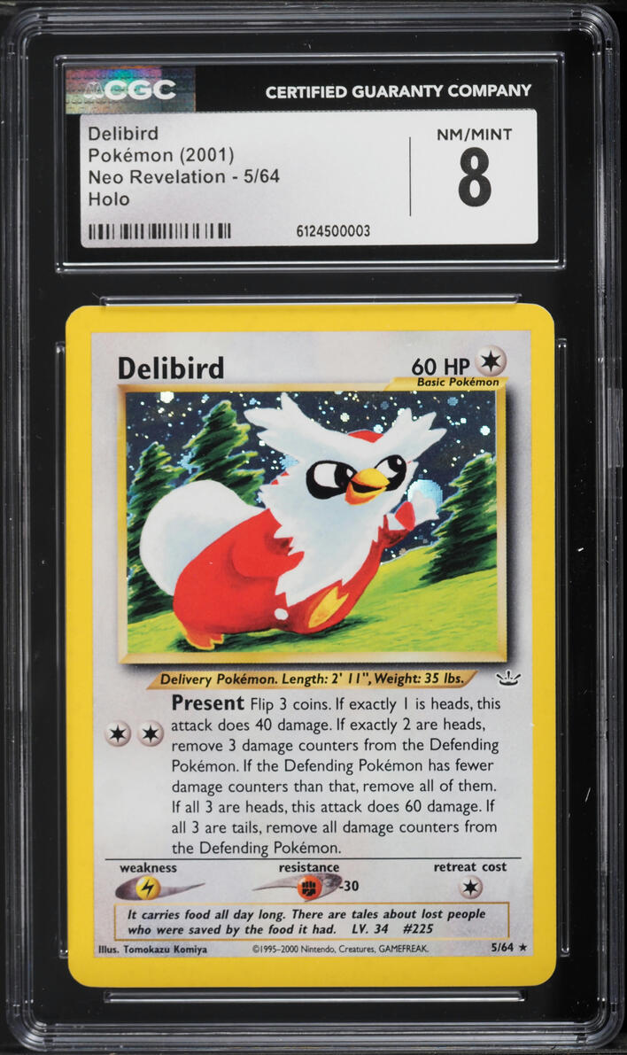 2001 Pokemon Neo Revelation Holo Delibird #5 CGC 8 NM-MT