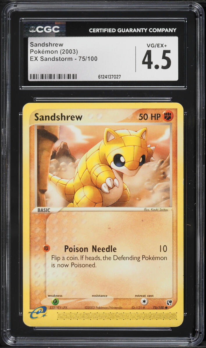 2003 Pokemon EX Sandstorm Sandshrew #75 CGC 4.5 VGEX+