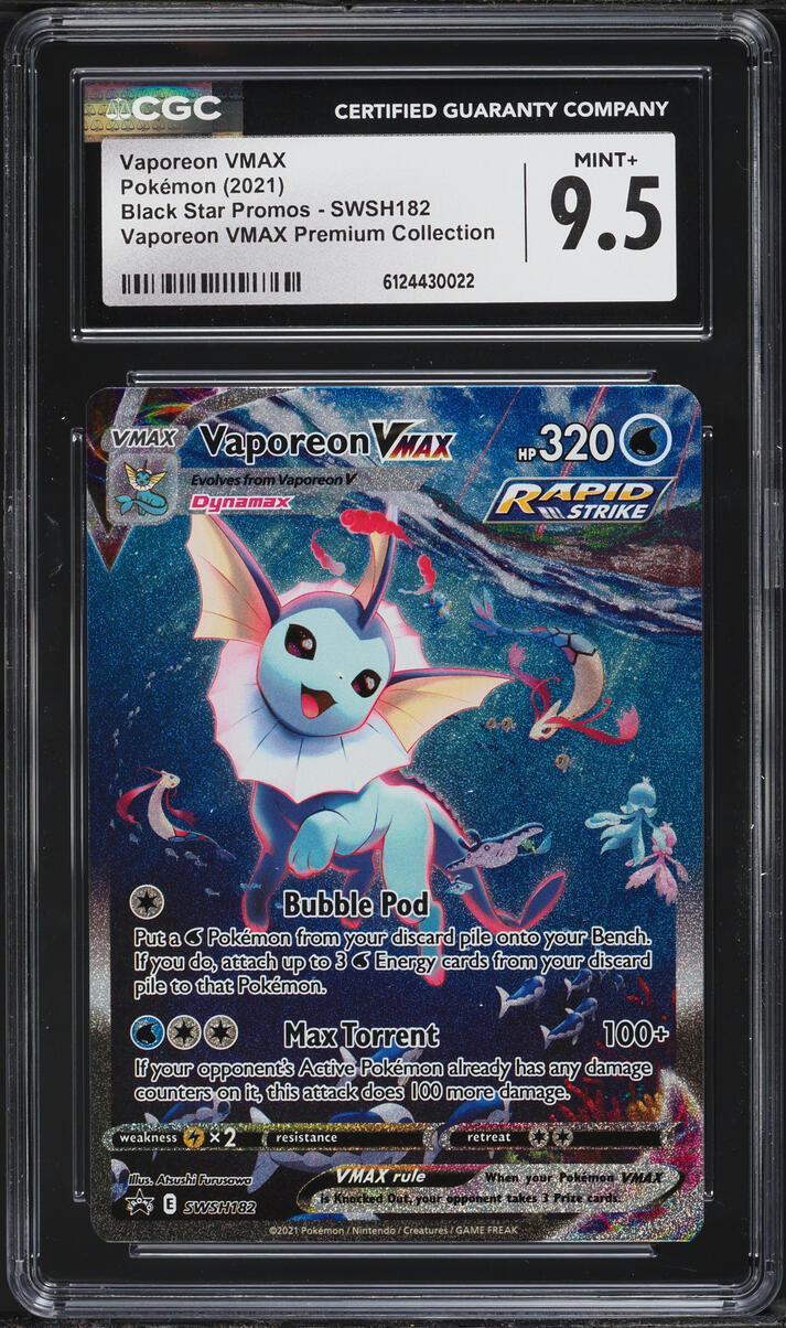 2021 Pokemon Sword & Shield Promo Premium Collection Alt Art Vaporeon VMAX #SWSH182 CGC 9.5