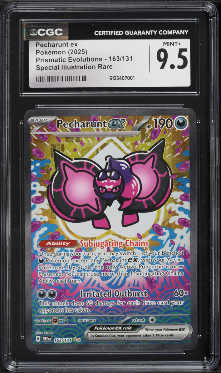 2025 Pokemon Scarlet & Violet Prismatic Evolutions SIR Pecharunt ex #163 CGC 9.5 MINT+