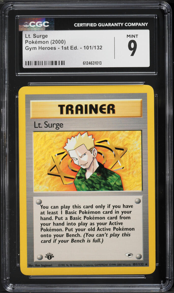 2000 Pokemon Gym Heroes 1st Edition Lt. Surge #101 CGC 9 MINT