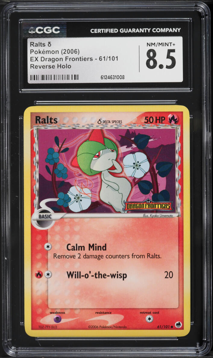 2006 Pokemon EX Dragon Frontiers Reverse Holo Ralts #61 CGC 8.5 NM-MT+