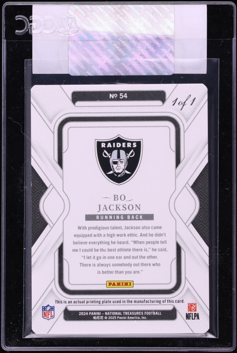 2024 National Treasures Yellow Printing plate Bo Jackson 1/1 #54 CGC AUTH