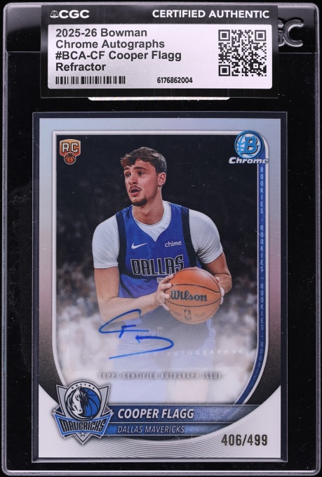 2025 Bowman Chrome Refractor Cooper Flagg ROOKIE AUTO /499 #BCA-CF CGC AUTH