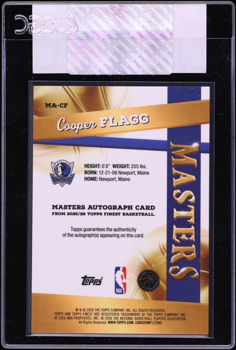 2025 Finest Masters Blue Xfractor Cooper Flagg ROOKIE AUTO /99 #MA-CF CGC AUTH