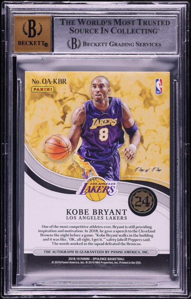2018 Panini Opulence Opulent Platinum Kobe Bryant AUTO 1/1 #OA-KBR BGS 9 MINT