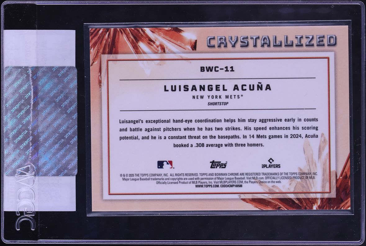 2025 Bowman Crystalized Luisangel Acuna ROOKIE #BWC-11 CGC AUTH
