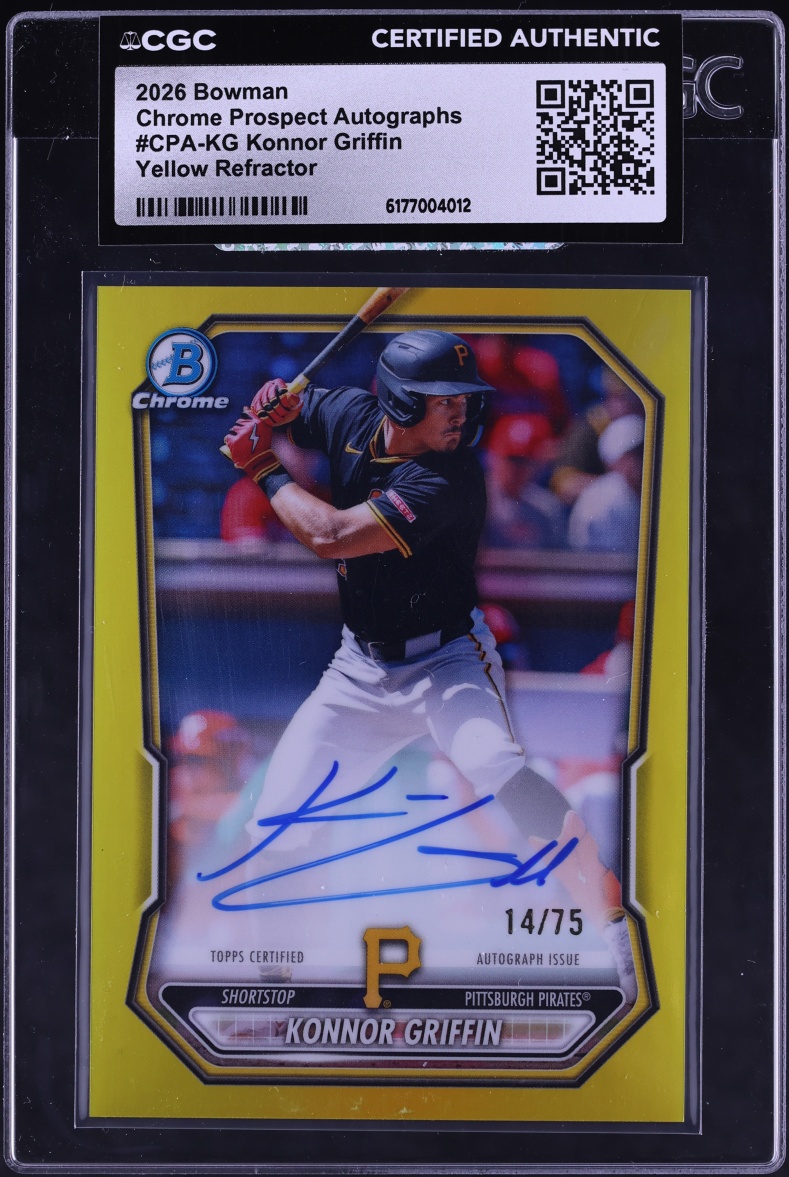 2026 Bowman Chrome Yellow Refractor Konnor Griffin PROSPECT AUTO /75 #CPA-KG CGC AUTH