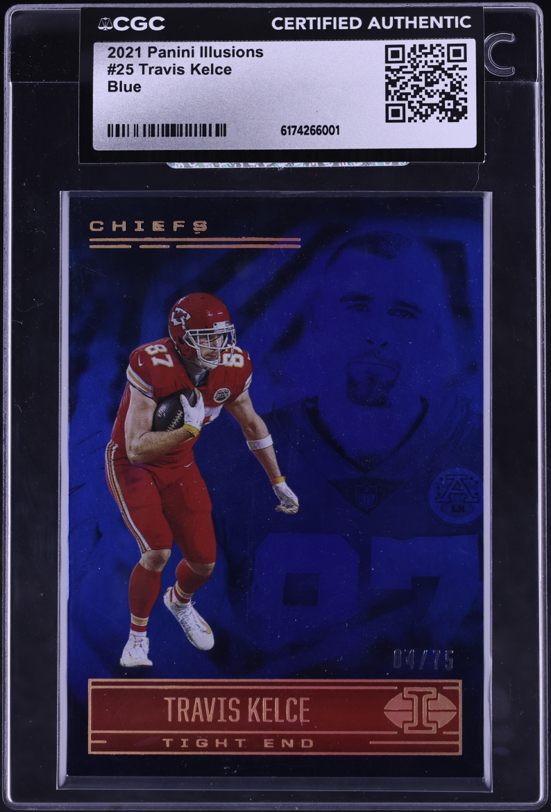 2021 Panini Illusions Blue Travis Kelce /75 #25 CGC AUTH