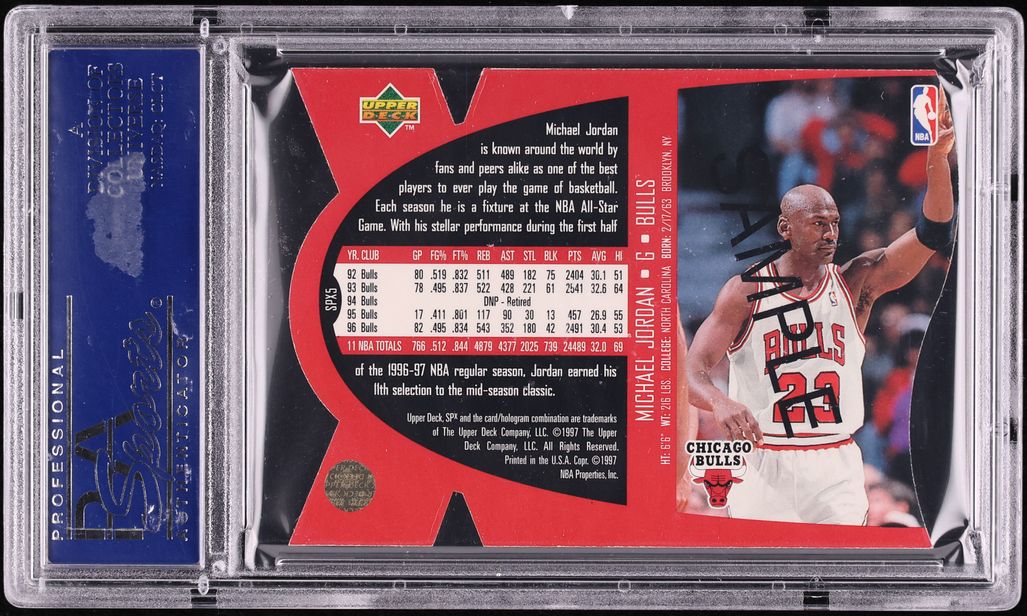 1997 SPx Sample Hologram Die-Cut Michael Jordan #5 PSA 10 GEM MINT
