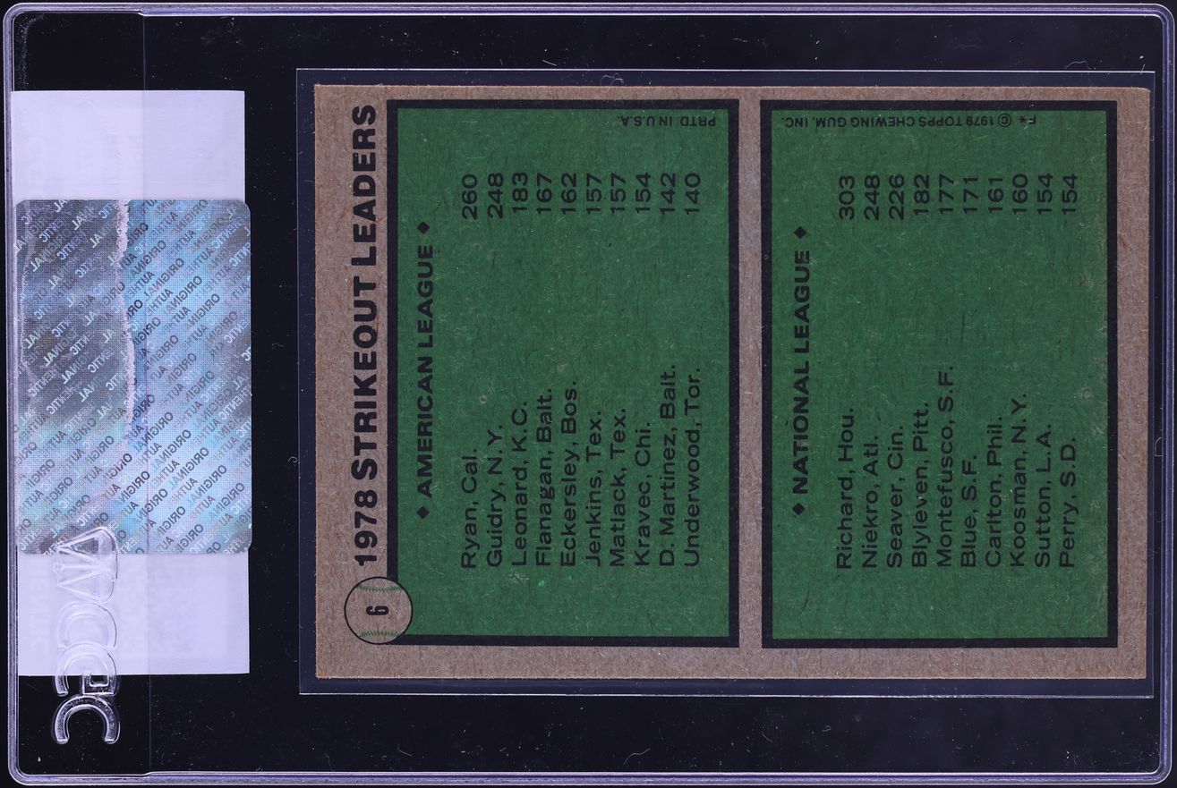 1979 Topps '78 Strikeout Leaders Nolan Ryan J.R. Richard #6 CGC AUTH