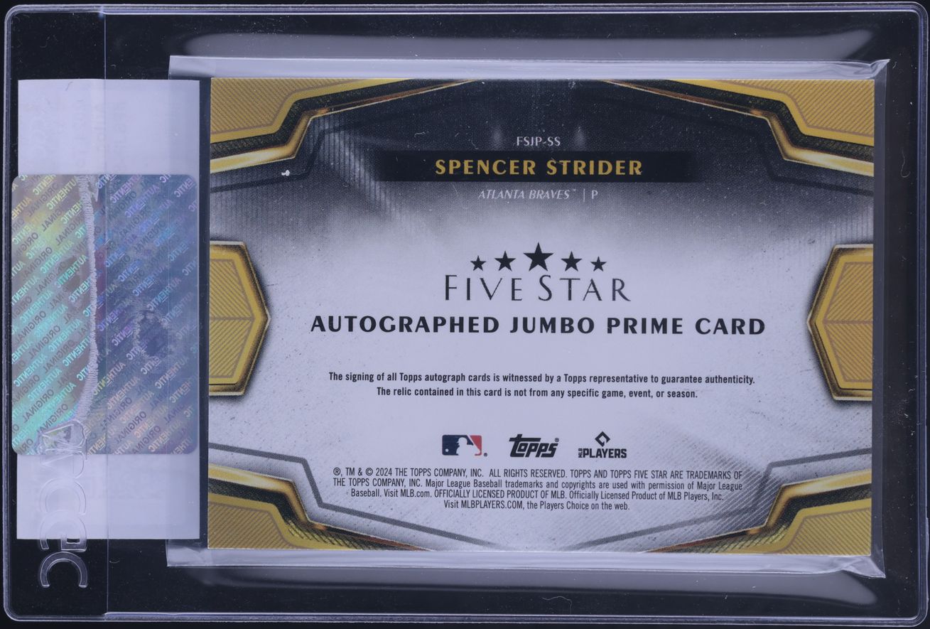 2024 Topps Five Star Jumbo Prime Spencer Strider PATCH AUTO