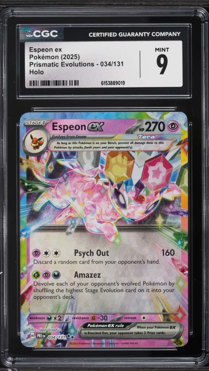 2025 Pokemon Scarlet & Violet Prismatic Evolutions Holo Espeon ex #34 CGC 9 MINT