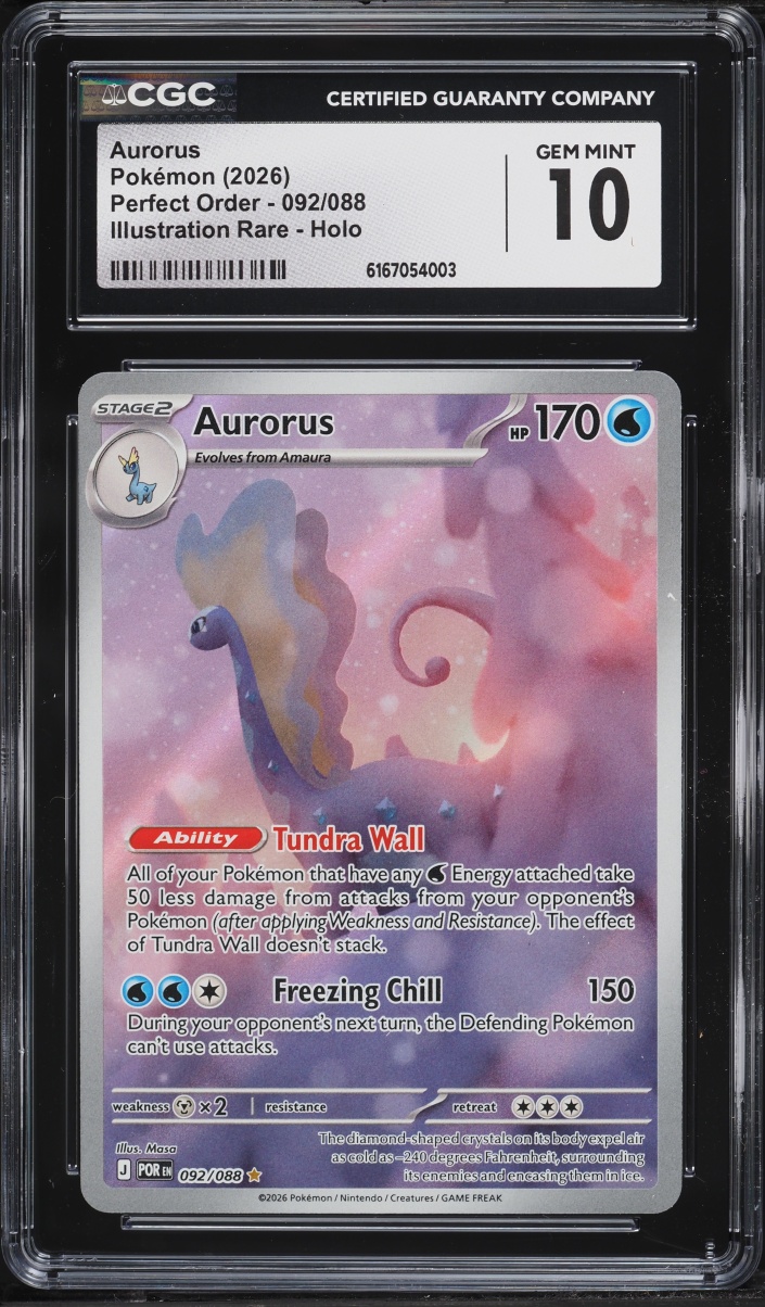 2026 Pokemon Mega Evolution Perfect Order IR Aurorus #92 CGC 10 GEM MINT