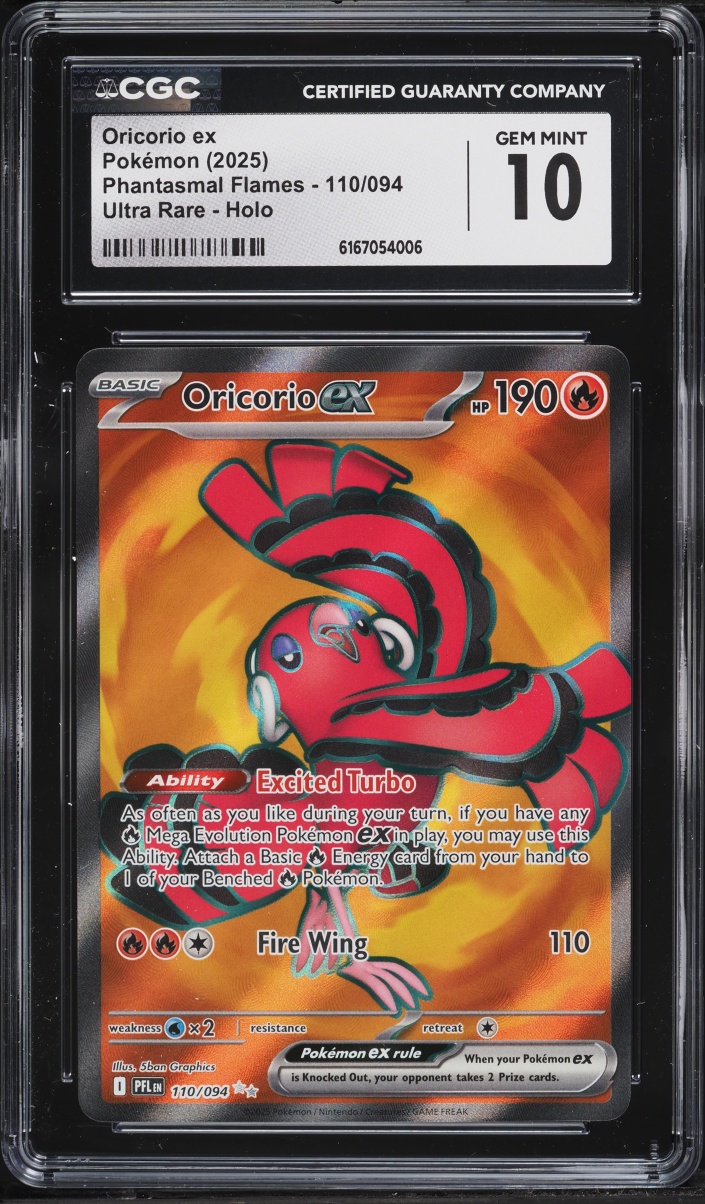 2025 Pokemon Mega Evolution Phantasmal Flames Full Art Oricorio Ex #110 CGC 10 GEM MINT