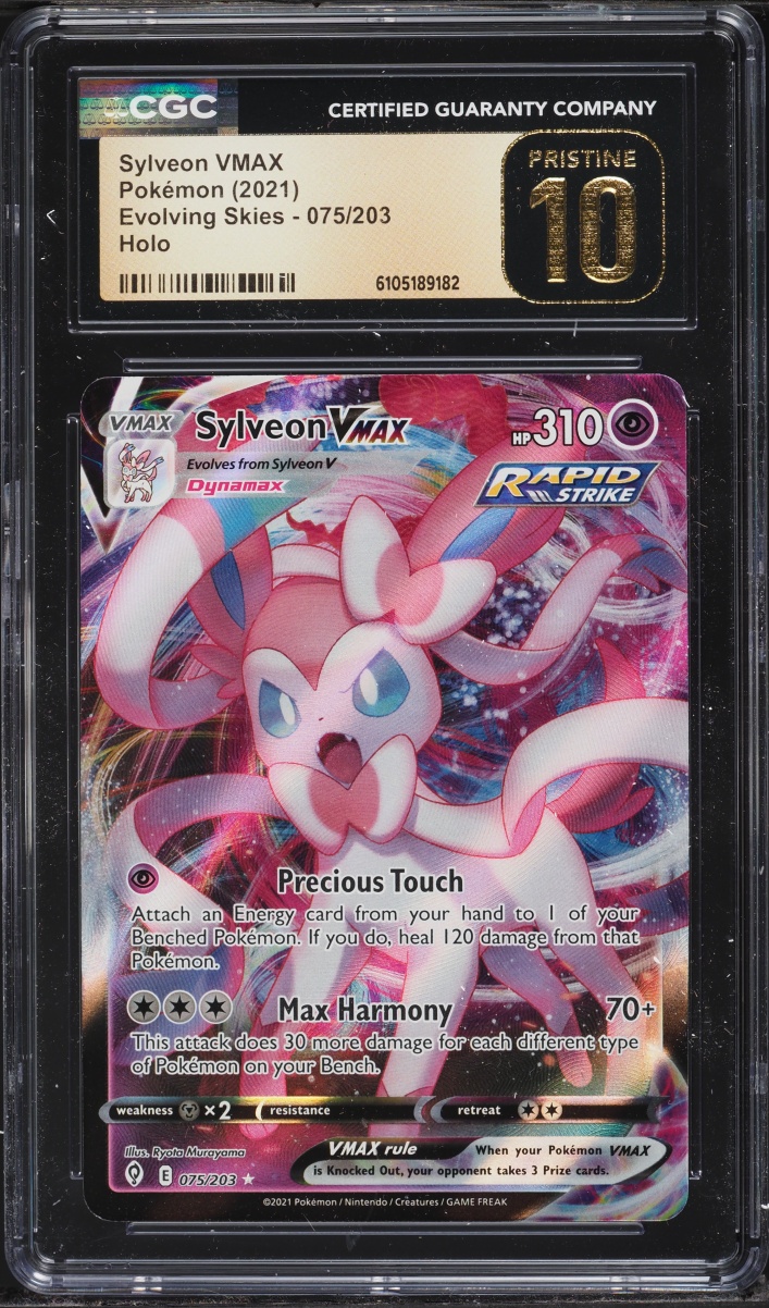 2021 Pokemon Sword & Shield Evolving Skies Full Art Sylveon VMAX #75 CGC 10 PRISTINE