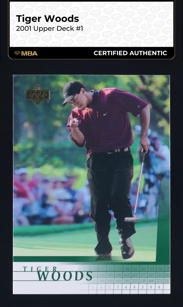 2001 Upper Deck Golf Tiger Woods ROOKIE #1 MBA AUTH