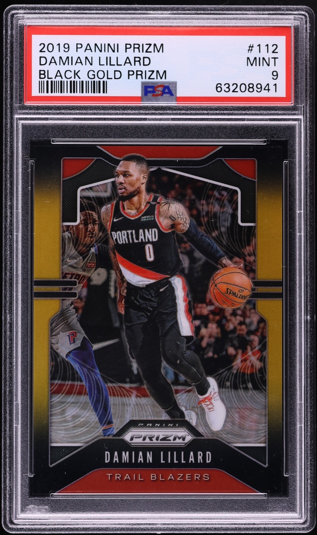 2019 Panini Prizm Black Gold Damian Lillard /5 #112 PSA 9 MINT