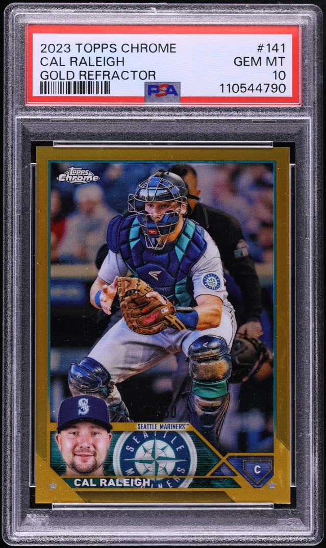 2023 Topps Chrome Gold Refractor Cal Raleigh /50 #141 PSA 10 GEM MINT