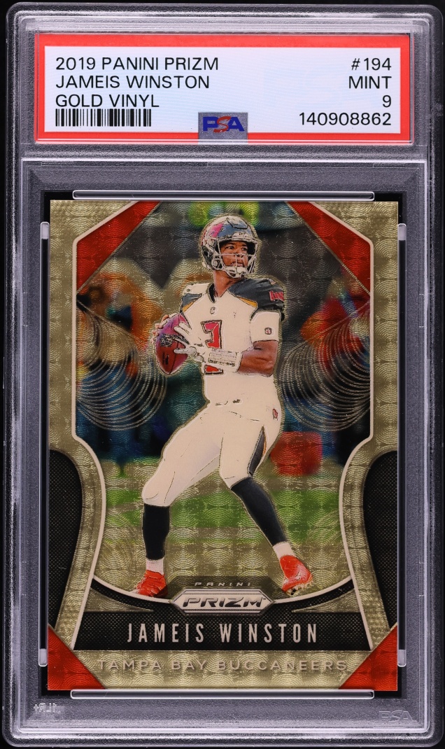 2019 Panini Prizm Gold Vinyl Jameis Winston JERSEY # 3/5 #194 PSA 9 MINT