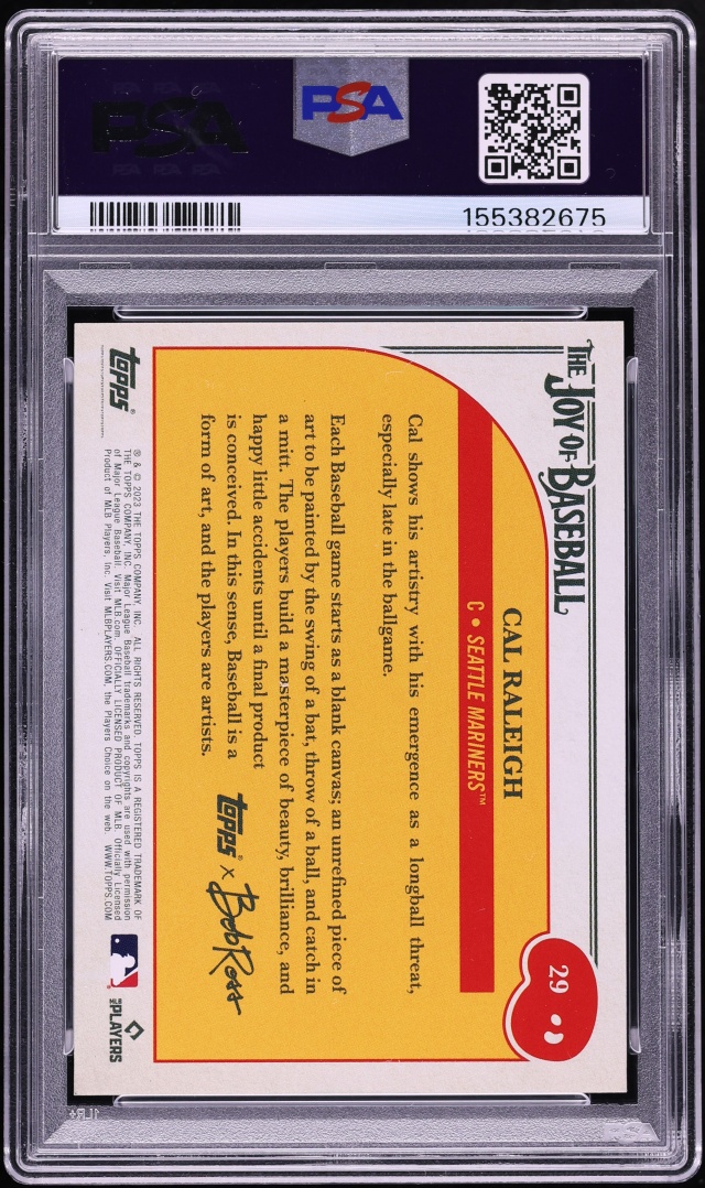 2023 Topps X Bob Ross The Joy Of Baseball Paint Splatter Cal Raleigh /99 #29 PSA 9 MINT - Photo 2