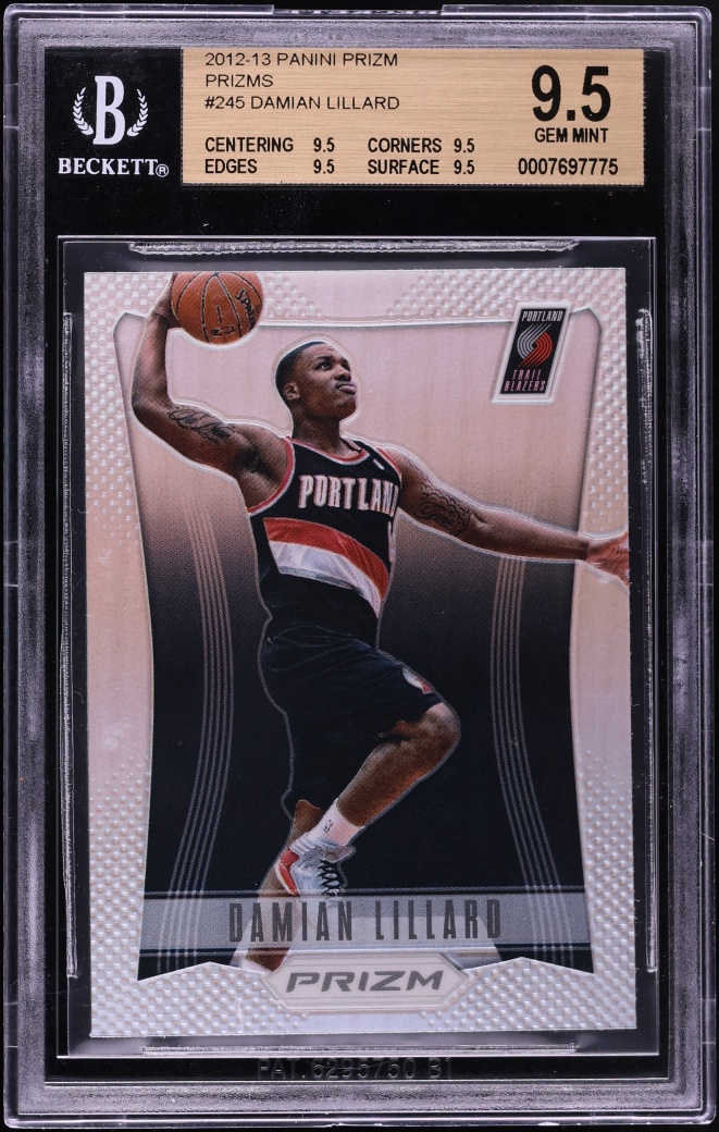 2012 Panini Prizm Silver Damian Lillard ROOKIE #245 BGS 9.5 GEM MINT