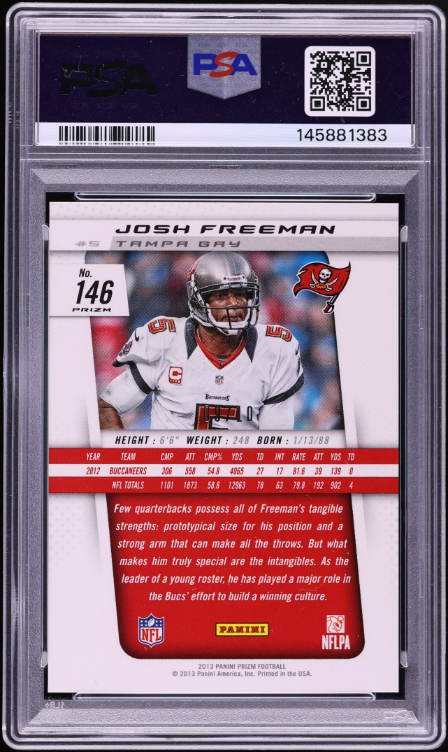 2013 Panini Prizm Gold Josh Freeman /10 #146 PSA 10 GEM MINT - Photo 2